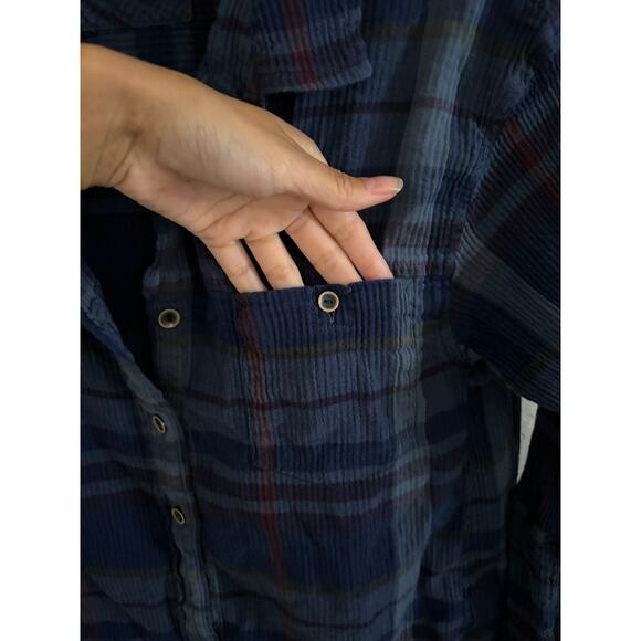 Prana Top Women's XS Blue Fillary Plaid Organic Cotton Button Up Collared - Picture 5 of 9